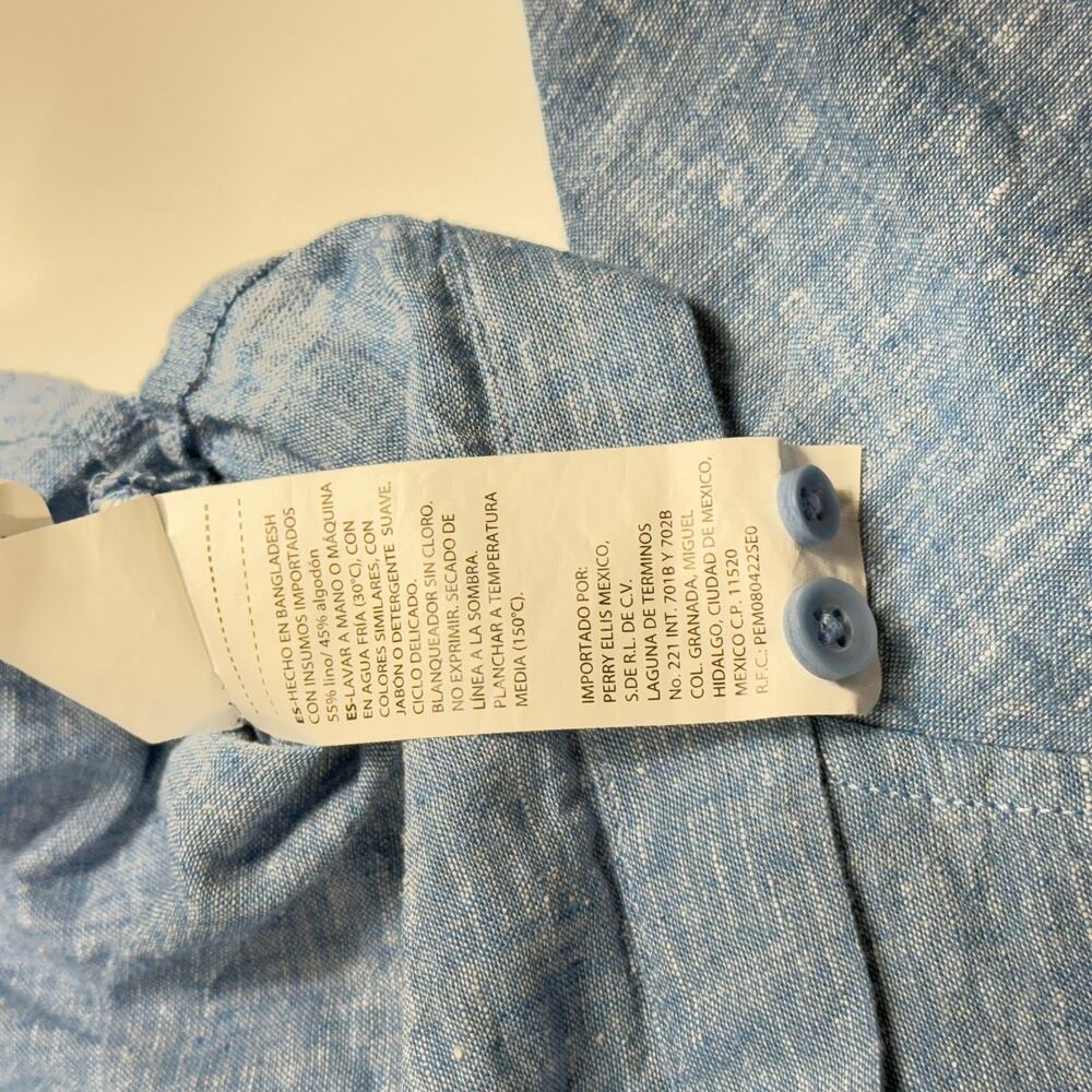 Cafe Luna Button Up‎ Shirt Mens XL Large Blue Short Sleeve Panel Collared - Picture 10 of 10